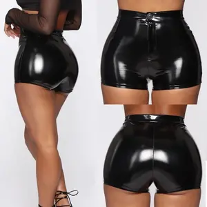 NewFaux Leather Shorts Sexy Women Shorts Shiny High Waist Faux PU Leather Short Pants Slim Hot Dance Clubwear Trendy Mini Shorts