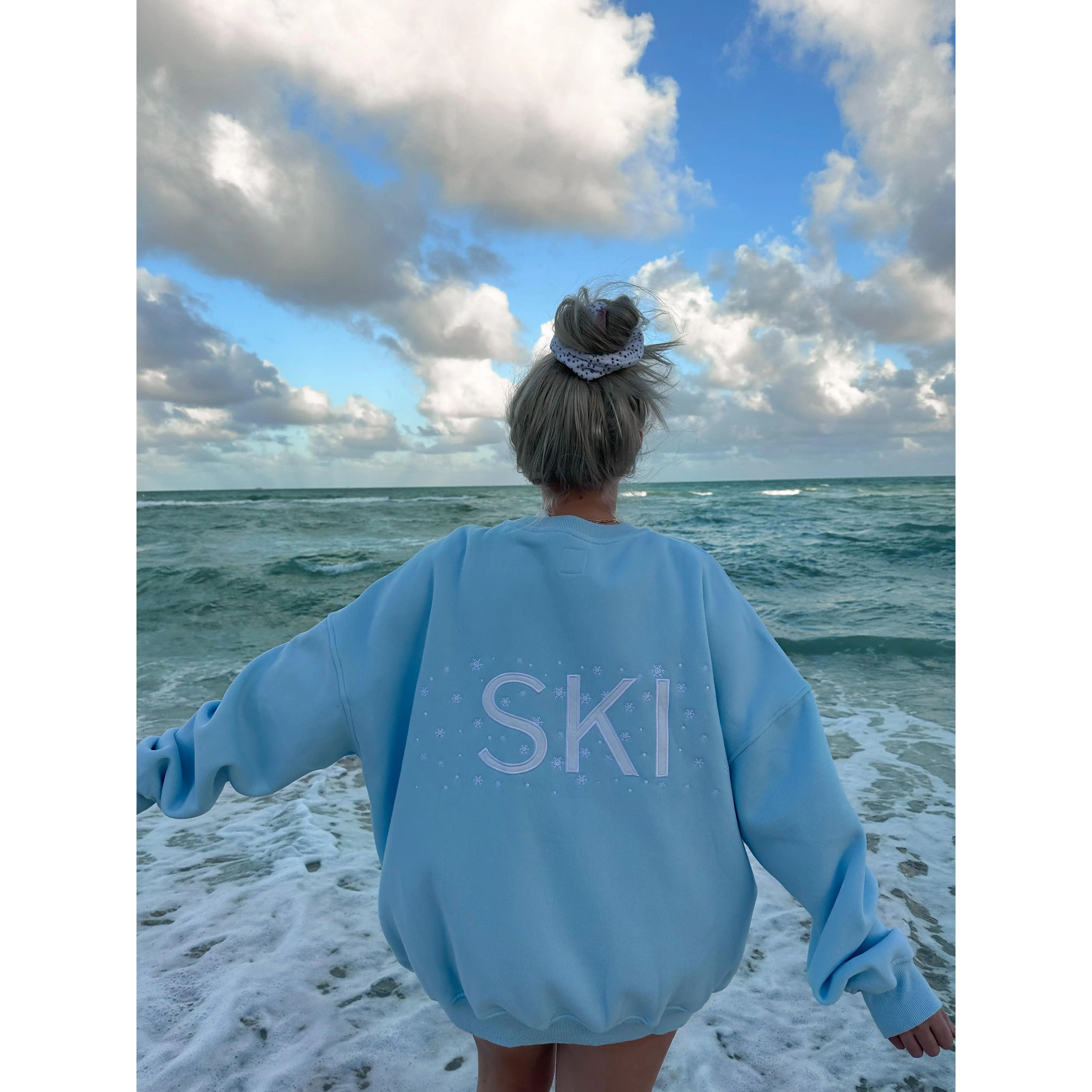 Icy Blue Ski Snowflake Sweatshirt