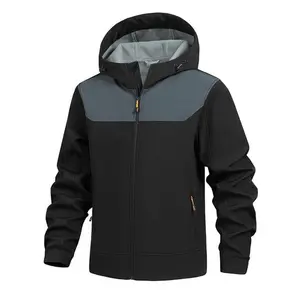 Men's autumn and winter wool hooded jacket, outdoor casual windproof warm jacket, waterproof lightweight plush lining
