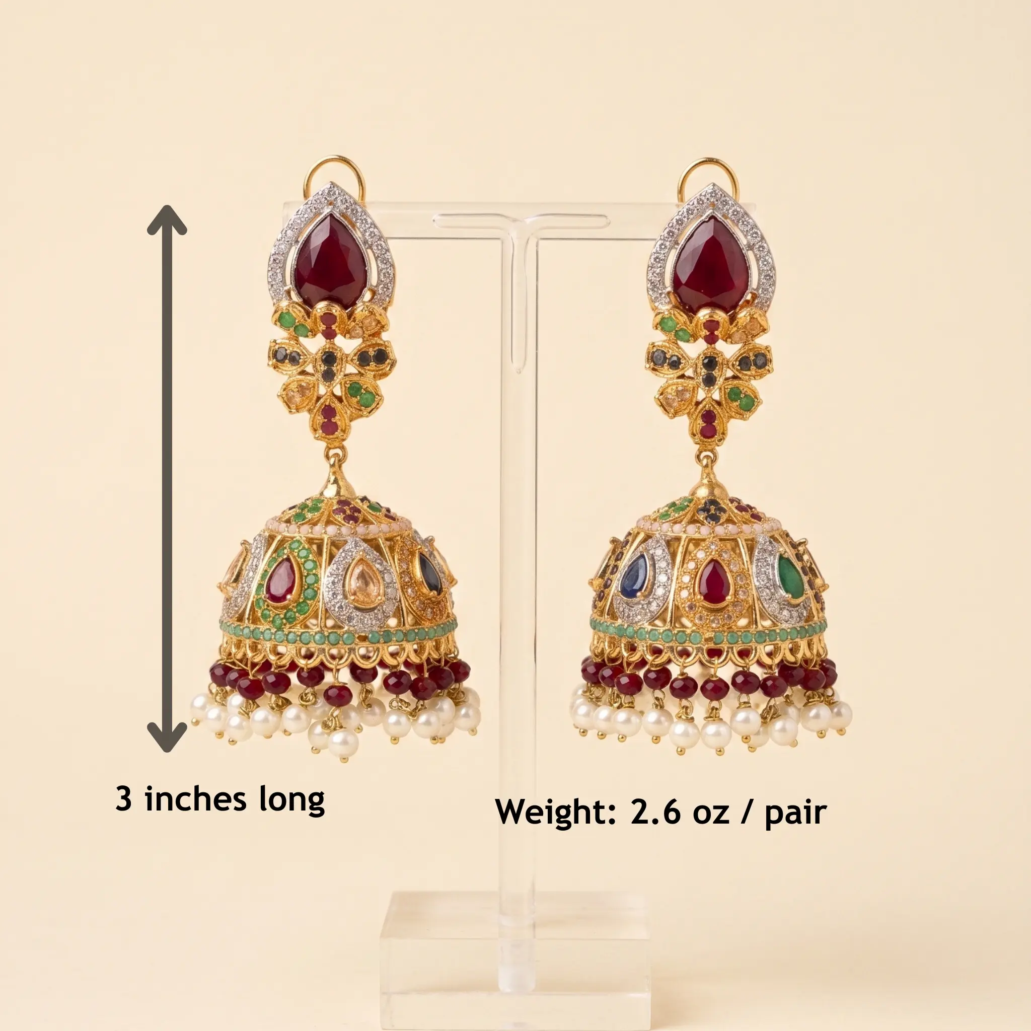Nauratan jhumka earrings | Pakistani Bridal Jhumkas for Weddings and Parties