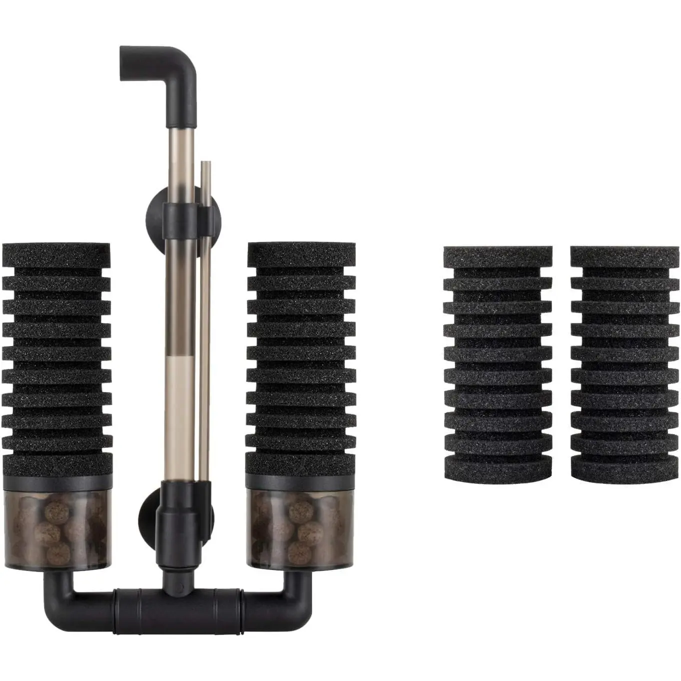 Aquarium Double Sponge Filter, Comes with 2 Spare Sponges (S)