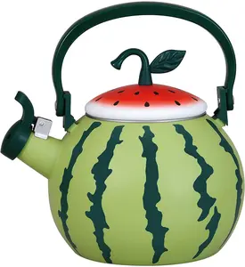 Whistling Tea Kettle for Stove Top Enamel on Steel Teakettle ,Supreme Housewares Watermelon Design Teapot Water Kettle Cute Kitchen Accessories Teteras (1.6 Quart, Watermelon)