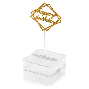 Cake Happy Birthday Toppers Plastic Material Money Dispenser Box