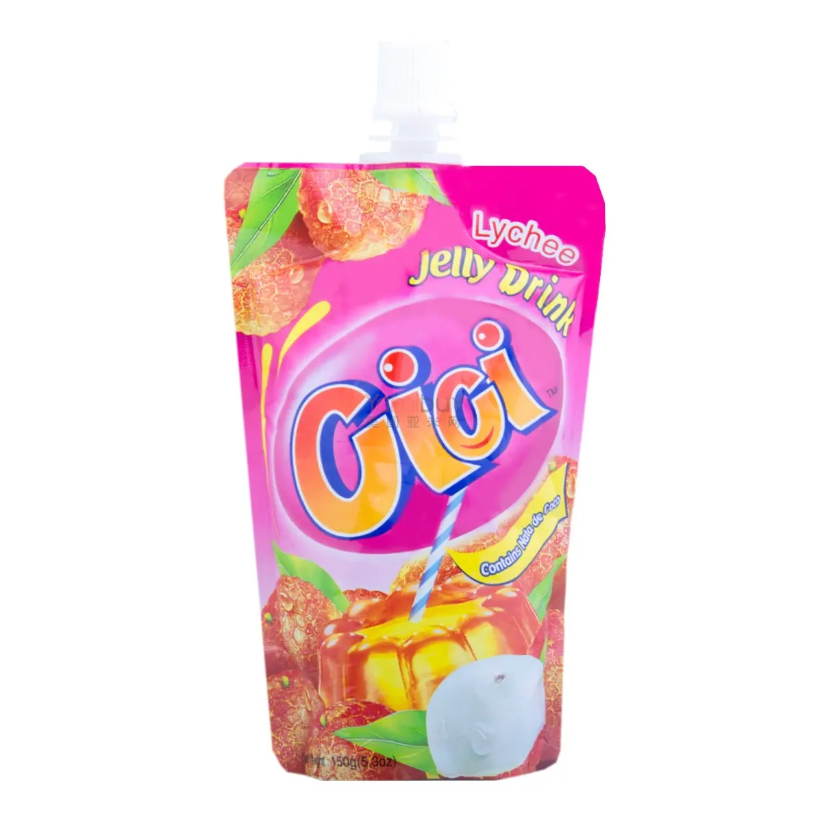 STRONGFOOD CICI Lychee Jelly Drink with Real Coconut Jelly Bits - Juicy Fruit Snack, 150g