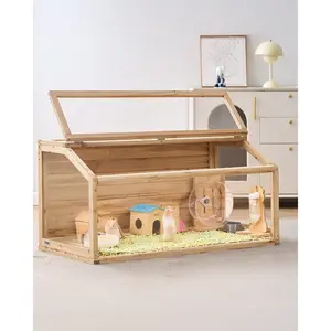 VEVOR Wooden Hamster Cage, 270 Viewing Hamster Habitat, 48x 20x 20in, Dwarf Hamster Cages with Openable Top, Ventilated Small Animal Cage, Pet Mouse Cage for Gerbils, Rats, Guinea Pigs, Mice