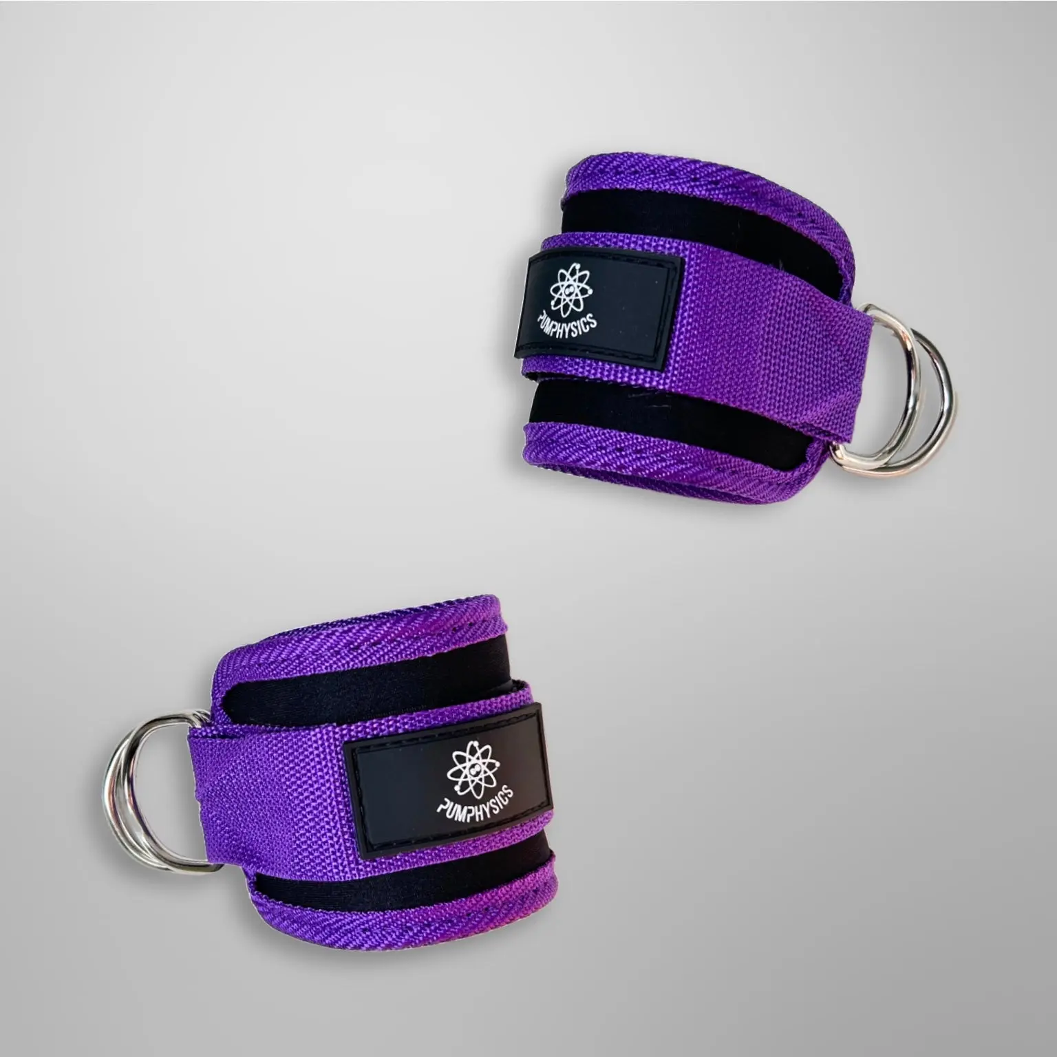 Pumphysics Ankle Straps Purple for Muscle Training Fitness Equipment with Metal Rings Secure Attachments for Glutes & Lower Body Workouts