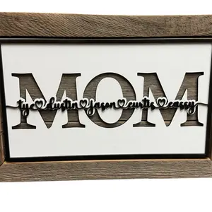 Custom Mom Sign with Kids' Names, Real Reclaimed Barnwood, Perfect Gift for Mother's Day
