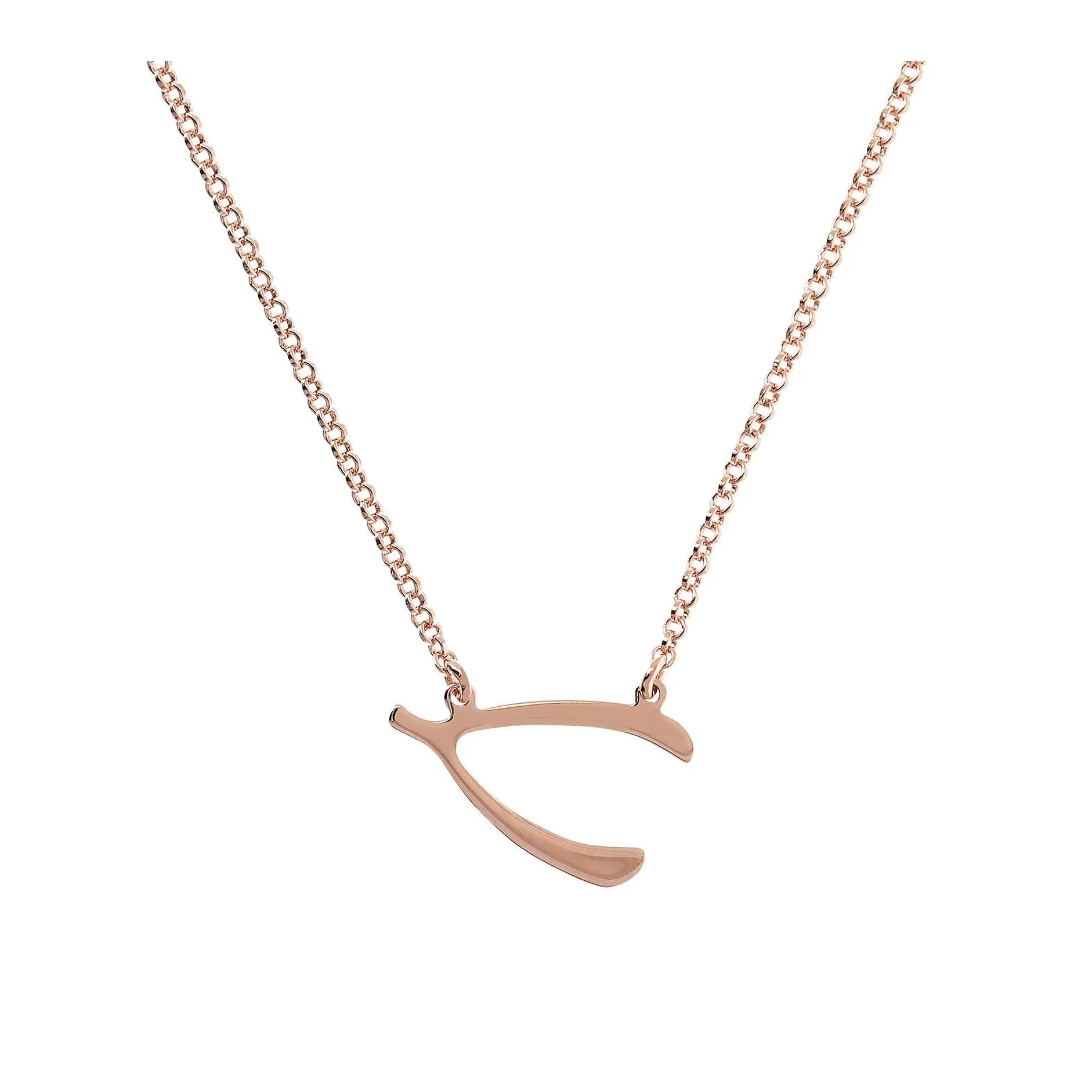 Bronzo Italia 18" Polished Wishbone Necklace