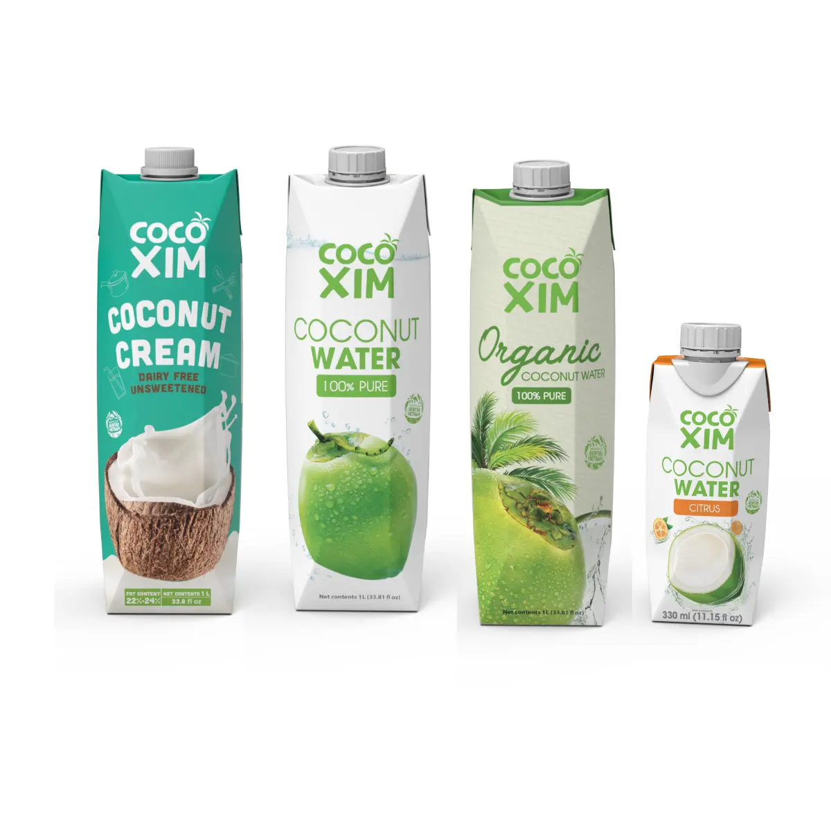 COCOXIM Organic Coconut Water & Coconut Cream Beverage - Natural, Citrus-Infused, Dairy-Free Refreshment for Juice, Smoothie Prep & Picnics