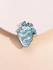 Creative Heart Shaped Dragon Pattern Brooch, Fashion Alloy Badge for Daily Clothing Decor, Trendy All-match & Exquisite Brooch for Birthday Gift, Fashion Accessory