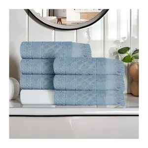 Superior Rolla Cotton Geometric Jacquard Hand Towel Set of 6