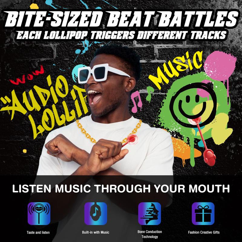 Amos TastySounds Audio Lollipops - Hip Hop Music Lollipop in Grape, Blueberry, Strawberry & Lemon - Sweet Snack Candy