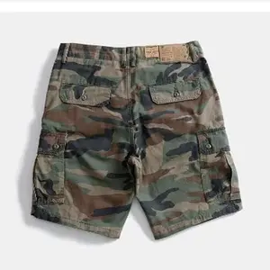 Men's Cotton Summer Retro Multi-Pocket Workwear Camouflage Cropped Pants Trendy Loose Camouflage   Loose Camouflage   cargo shorts
