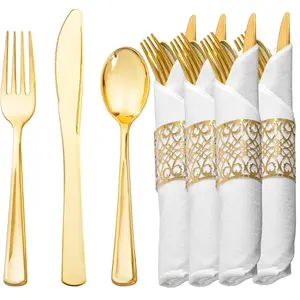 25 Sets Pre-Rolled Cutlery Set with Elegant Patterned Napkins, Includes Forks, Knives, Spoons for Parties, Weddings, Halloween, Christmas, Tableware Set