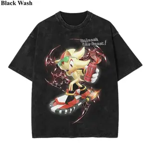 Vintage Super Shadow x Red Soda Wash Tee, Shadow The Hedgehog x Energy Soda Graphic Tees, Sonic T-Shirt, Unisex Anime Shirt, PKM Gift, Gym Workout Shirt, Menswear Womenswear Streetwear Top Fit Oversize