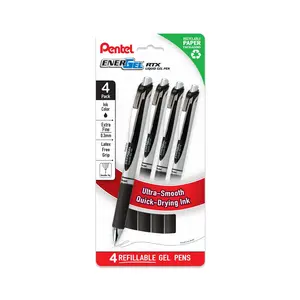 Pentel EnerGel RTX Liquid Gel Pens, Needle Tip, UltraFine (0.3mm), 4-Pk