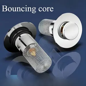 Universal Stainless Steel Jumping Sink Drain Filter Mesh, Universal Hand Basin Overflow Plug, Anti-Odor Press-Type Filter Core, Universal Sink Stopper