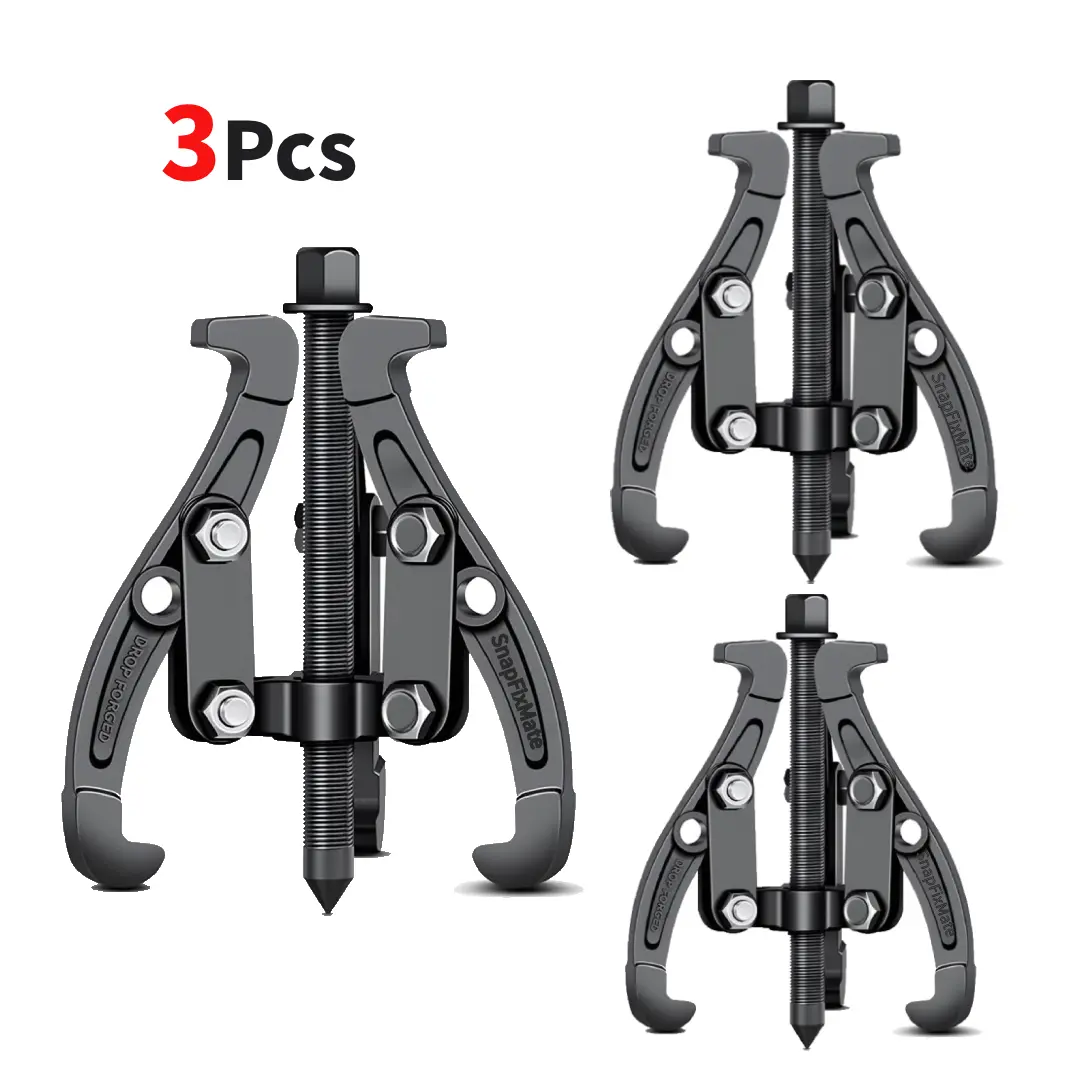 SnapFixMate 3 Jaw Inner Bearing Puller, Pilot Bearing Gear Puller for Auto with Reversible Jaws, Heavy Duty Gear Extractor Tool for Automotive Wheel, Pulling Kit for Motorcycle Car SUV (6 inch)