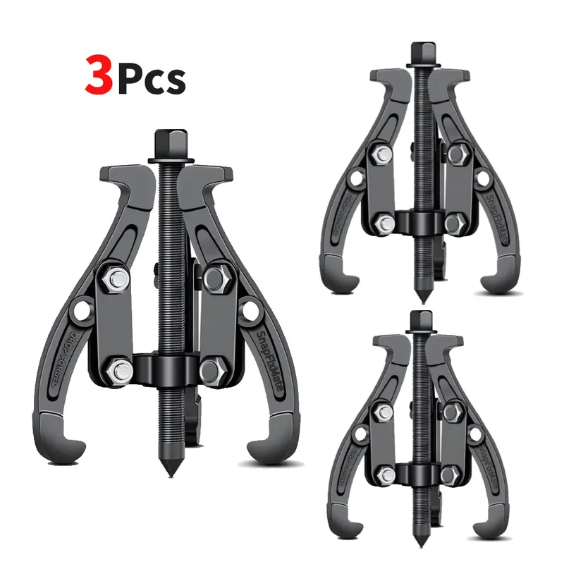 SnapFixMate 3 Jaw Inner Bearing Puller, Pilot Bearing Gear Puller for Auto with Reversible Jaws, Heavy Duty Gear Extractor Tool for Automotive Wheel, Pulling Kit for Motorcycle Car SUV (6 inch)