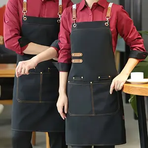 Water-Resistant Canvas Apron with Adjustable Straps and Pockets – Unisex Design for Cooking, Baking, and Crafting – Durable and Comfortable for Home, Kitchen, and Professional Use Cotton Linen