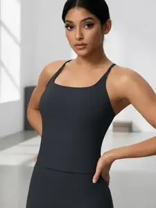 High Elastic Sports Tank Top, Breathable Soft Yoga Training Sleeveless Shirt, Suitable for Fitness and Pilates, Square Neck Design