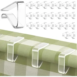 24 Pcs Clear Tablecloth Clips for Indoor Outdoor Tables, Plastic Table Cloth Holder Clips for Thick Tables, Picnic Table Clip Clamps Large