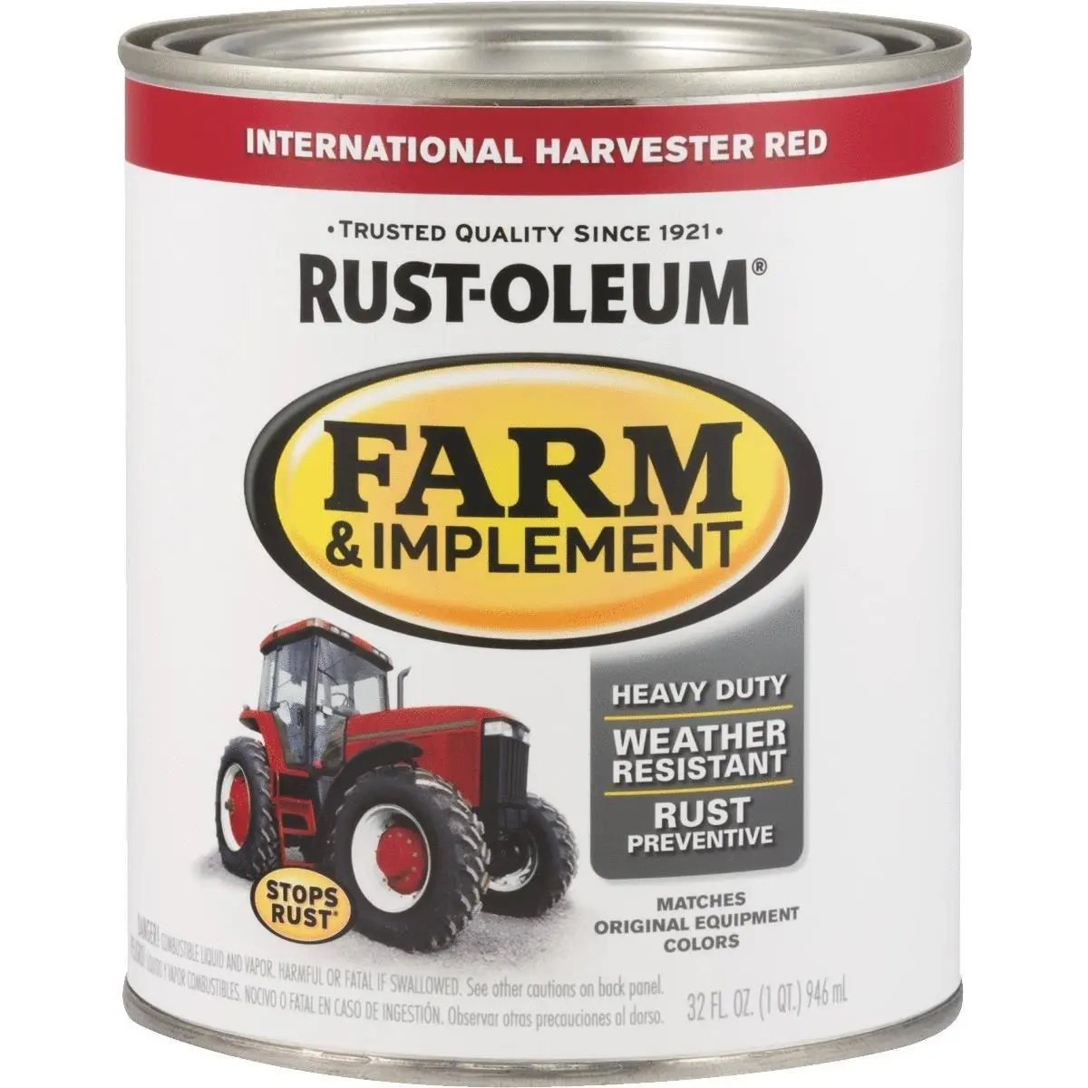 Rustoleum Oil-Based Farm Paint - Intl Hvstr Red, 1 Qt Can, Rust-Converting Rust Treatment Paintwork, Chip-Resistant for Tractor Farm Equipment (Covers 75 Sq Ft, Automotive & Motorcycle Paint Care Tools)