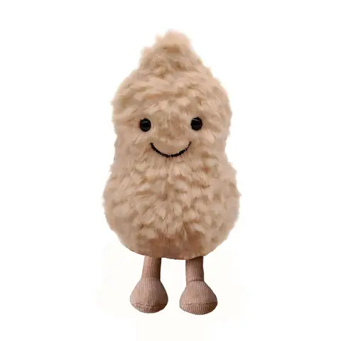 Plush Peanut Soft Toy, Huggable Stuffed Animal, 17cm/6.8 Peanut Plush Doll for Children, Beige Super Soft Fluffy Stuffed Doll with Feet, Cute Smiling Plush Doll Gift for Birthday and Valentine's Day