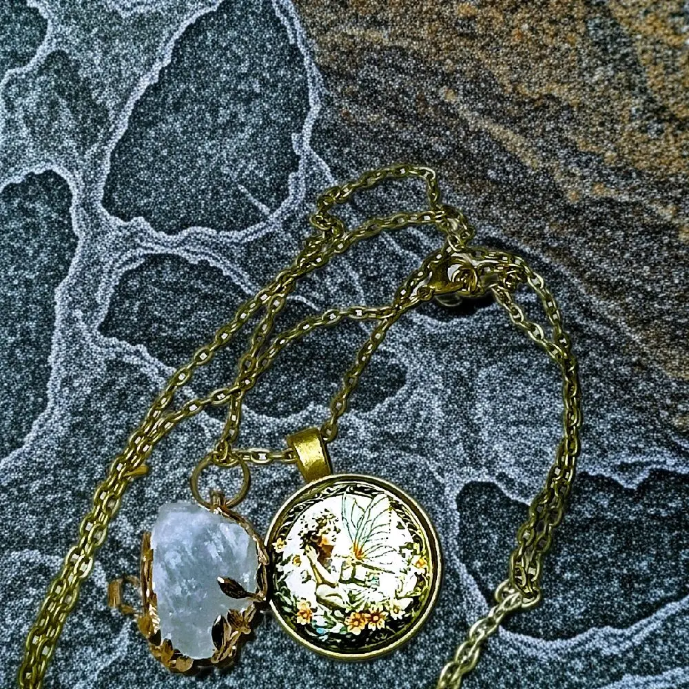 Celestite Heaven Stone Necklace with Fairy Angel Pendant, Crystal Jewelry for Women