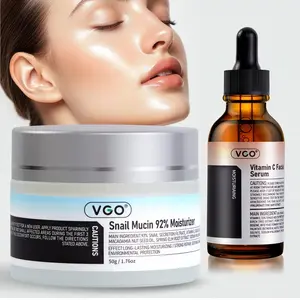 VGO Skincare Set: Vitamin C Serum & Snail Mucin 92% Gel Cream | Hydration, Radiance & Revitalizing Daily Care Facial Repair skin care kit cream-a  moisturizer face