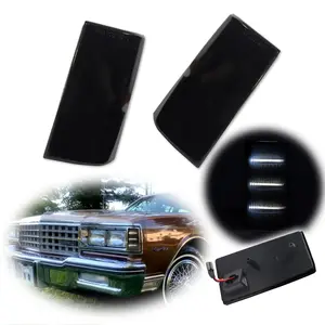 2pcs Smoked White LED Side Marker lamps Lights For 1981 1982 1983 1984 1985 Chevy Impala / Caprice & Pontiac,Replace OEM 915436, 915435