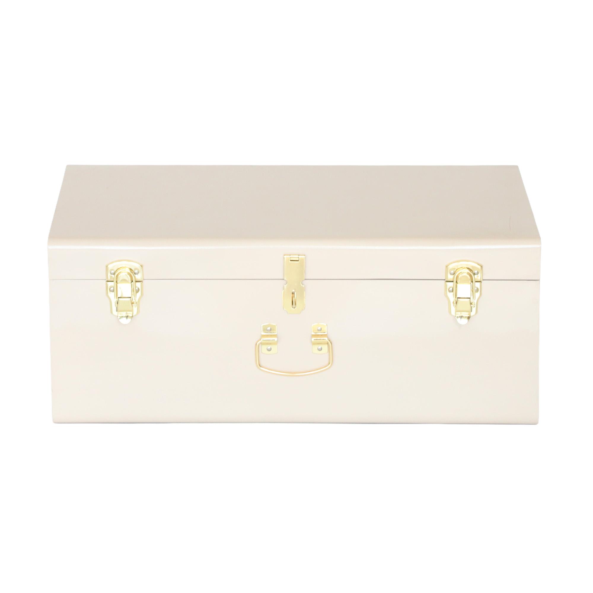 Elegant Ivory Metal Storage Trunk – Stylish & Durable Home Organizer