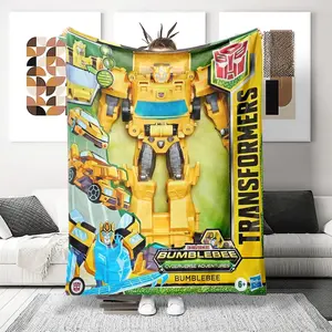 Transformers Bee Theme Blanket, Holiday Gift Trend, Living Room Leisure Use, Soft Flannel Cover, Perfect for Bed Sofa Chair