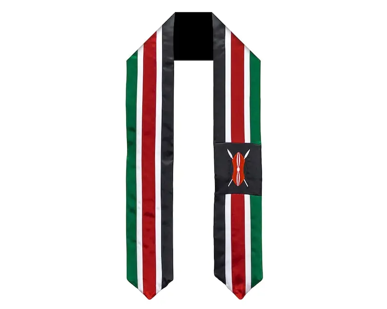 Kenya Flag Style Graduation Stole Class of 2025 Sash, Custom Graduation Gift for Student , Mixed Flag Graduation Scarf