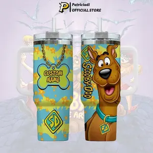 Personalized Custom Name Scooby Doo Bone Tag Cartoon Tumbler 20oz-40oz Stainless Steel, Double Wall Insulated, With Handle & Straw – Funny Gift for Scooby Doo Lovers & Fans