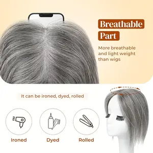 CIVRIE Women's Real Hair Hairpiece - Straight Hair Style, suitable for all women, 360-degree 3D full coverage hairpiece, with bangs clip, suitable for thin hairline, 10inch voluminous hairpiece, women's clip-on bangs hairpiece, available in black, brown,