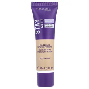 Rimmel London Stay Matte, Full Coverage Mattifying Foundation, 102 Light Buff, 1 fl oz (30 ml)
