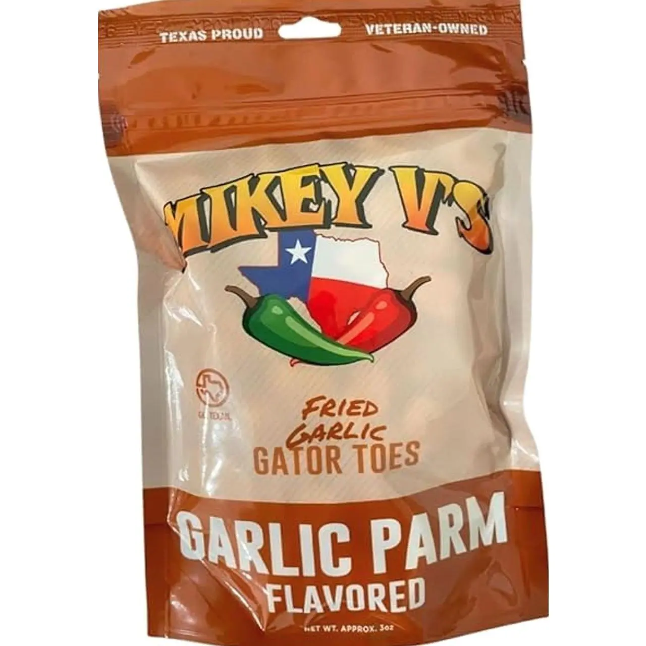 Mikey V’s Garlic Parmesan “Gator Toes” – Deep-Fried Garlic Snacks, Crunchy Cheesy Bites, 3.9 oz Bag