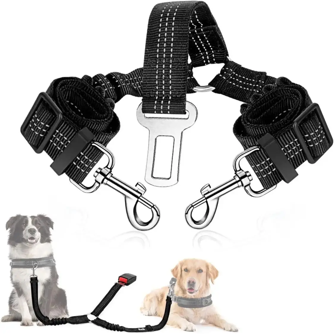 Adjustable Pet Car Seat Belt, Car Seat Belt Dog Leash, Durable Car Safety Leash for Small Dogs, Dog Traction Rope