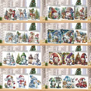 6 DIY Diamond Art Painting Sets - Christmas-themed Greeting Cards, Blessings and Wishes, Irregularly Shaped Diamonds, Paper Materials, Gifts for Beginners and Adults, Diamond Art Painting Kits, Handmade Gifts, with Diamond Art Tools