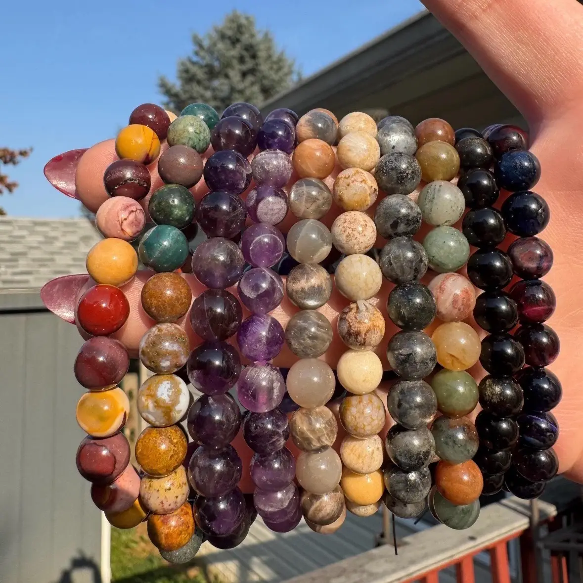 Gemstone Bracelet: 8mm, Stretchy, Beaded, Natural
