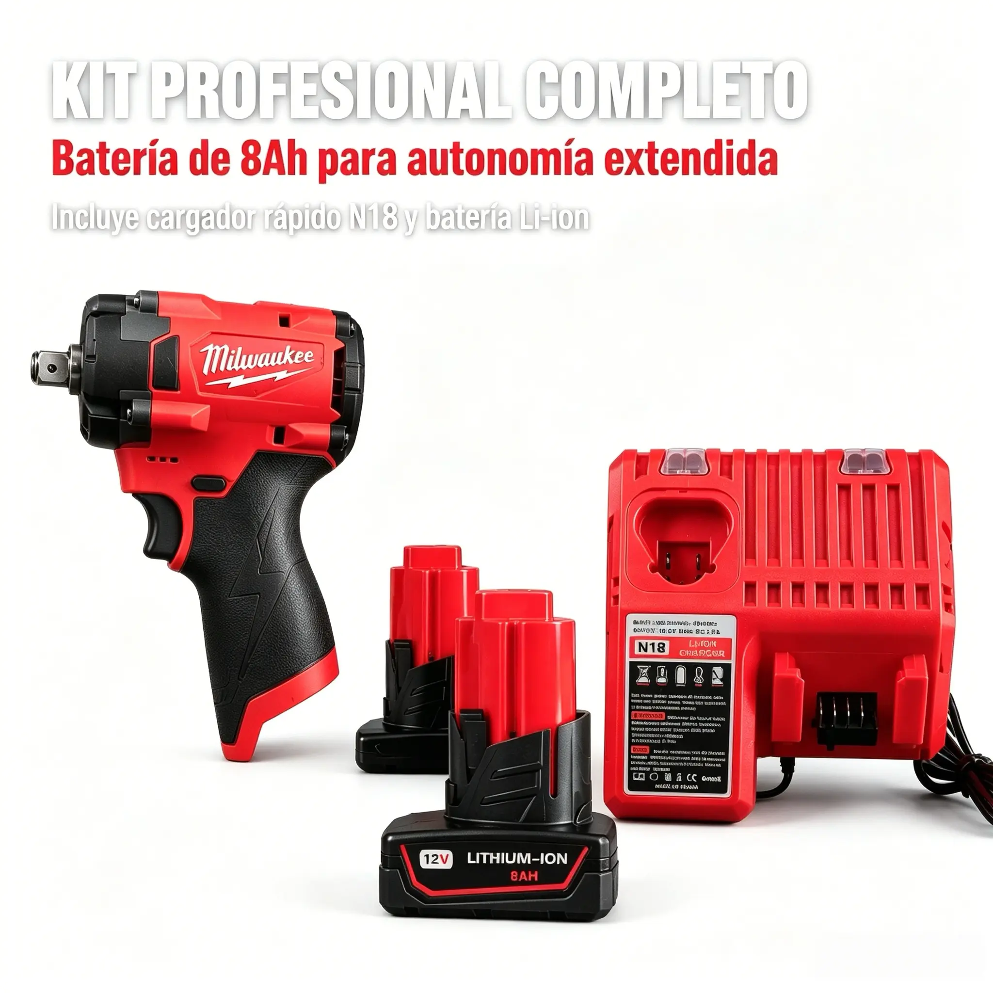 Milwaukee | 12V | 1/2" Impact Tool Kit – 6.0Ah Battery + Charger Included | 300Nm Nut-Busting / Friction Ring | Industrial Maintenance & Overhead Fastening unit level