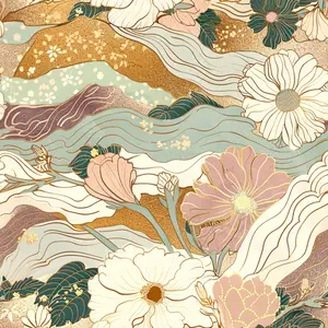 Japanese Blossoms Pattern 18 Quilting Cotton Fabric