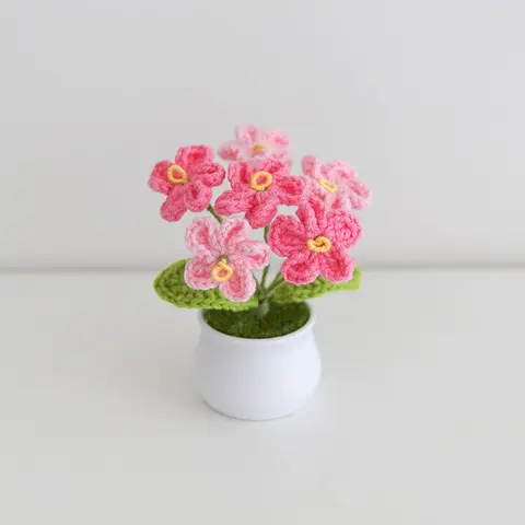 Cute Flower Design Crochet Plant (1 Count), Handmade Crochet Flower, Decorative Flower for Home Party Wedding, Artificial Flower Plant, Crochet Artificial Flowers, Artificial Flower Decoration, Flower Design Decorations