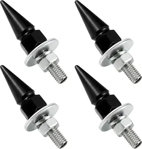 4 count Spikes License Plate Screws for , Anti  Spike Shape Auto Tag Frame Fastening ,  Alloy Decorative License Plate Screw Fasteners Kit for  SUVs  (Black)