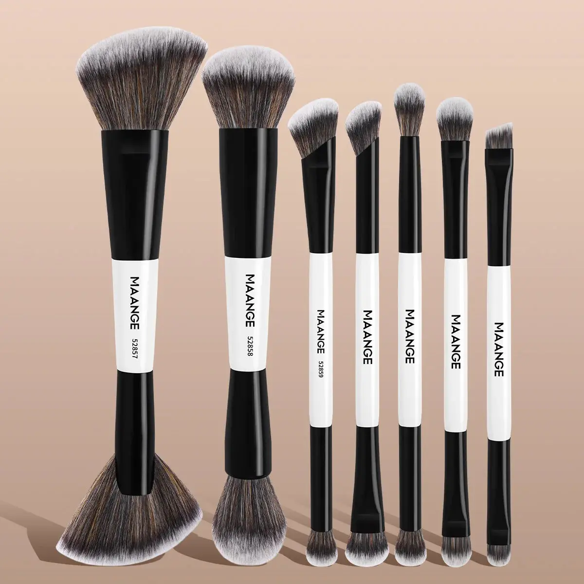 MAANGE 7-Piece Dual-Ended Makeup Brush Set with Vegan Fibers