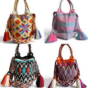 Handmade Wayuu Bag L Double use with crossbody strap & short strap