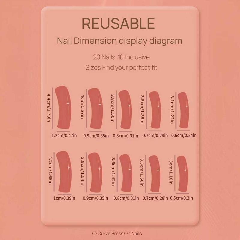 20-Piece Medium Length Press-On Nails Set, Sweet Blue Floral Design with Glossy Finish, Easy to Wear Curved Shape Nail Art for Girls