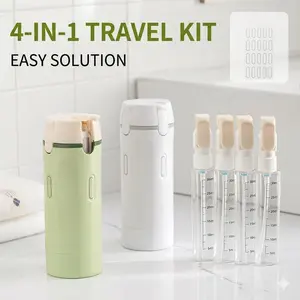 4-in-1 Travel Bottle Kit, with scale marked 30ml clear refillable pump bottles, portable for holding various skincare liquids during outings and trips