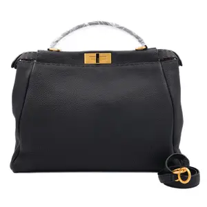 Pre-owned FENDI cowskin Top handle bags Peekaboo Large Black JM ZC127